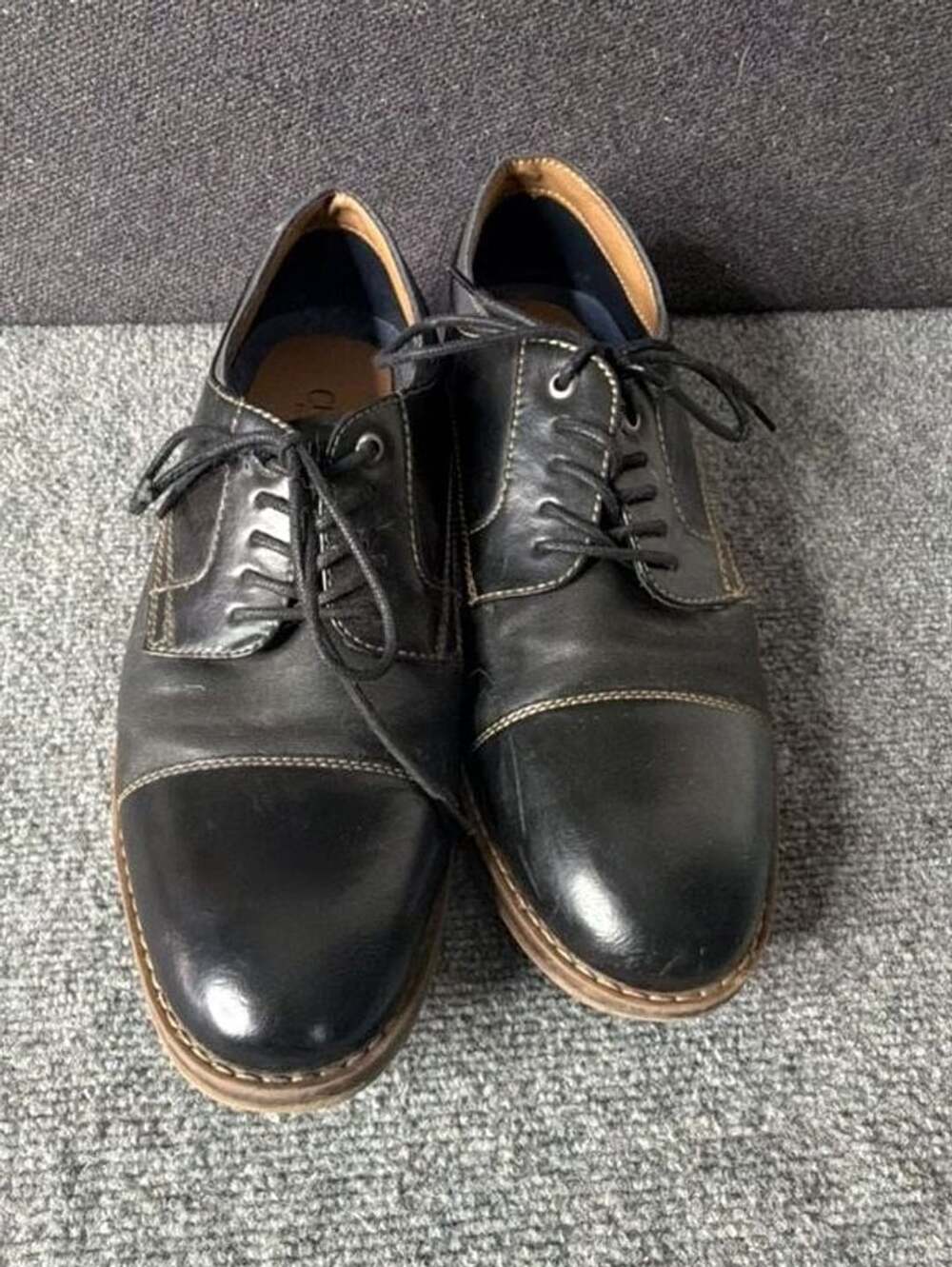 Chaps Men's Black Leather Lace-Up Cap Toe Oxford Dress Shoes